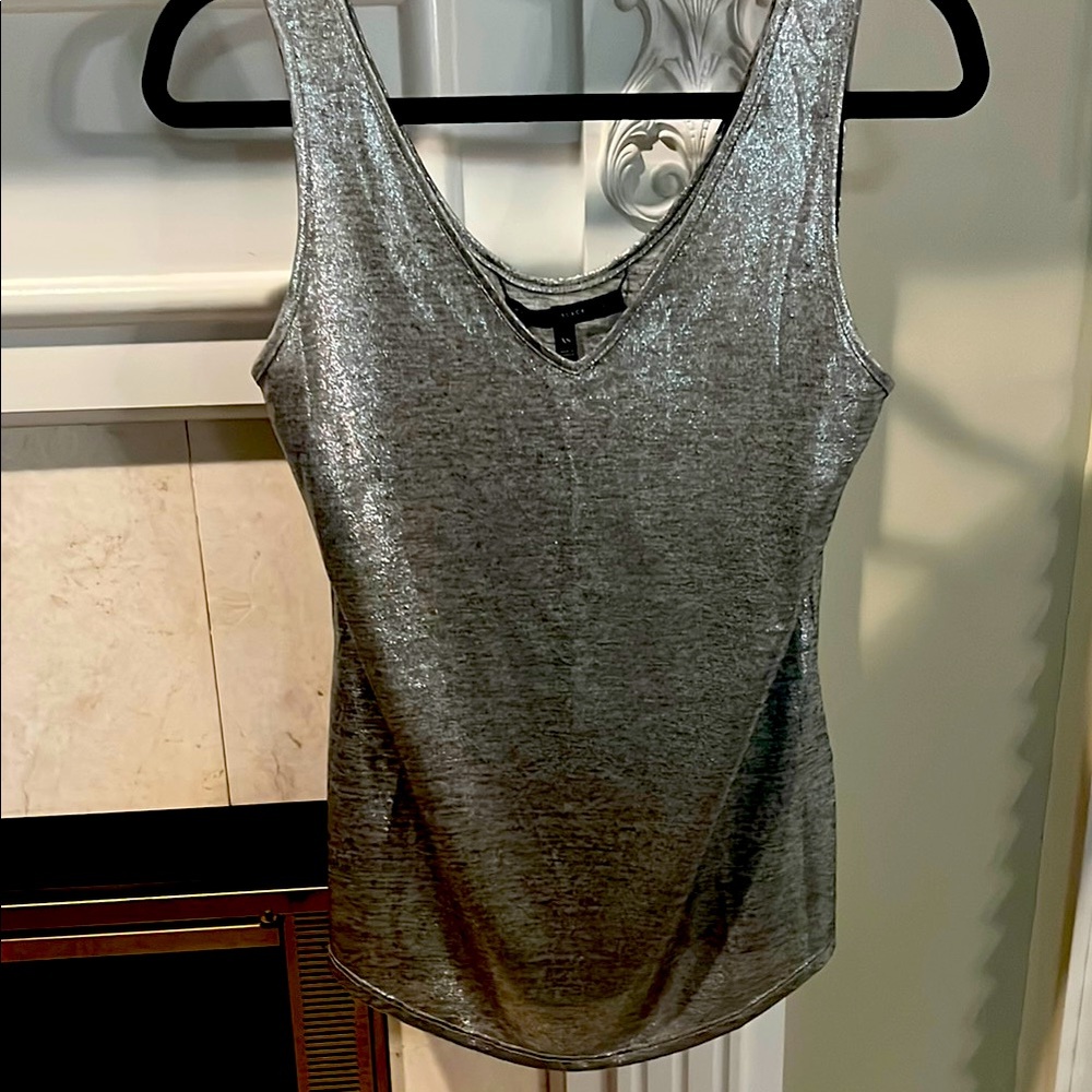 Metallic Silver Sleeveless Top